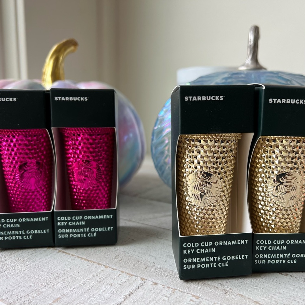Starbucks 2022 Gold Bling Cold Cup Keychain Ornament (one) - Picture 2 of 3